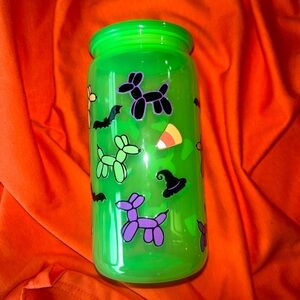 Halloween Balloon Dogs Neon Green 16oz Acrylic Tumbler